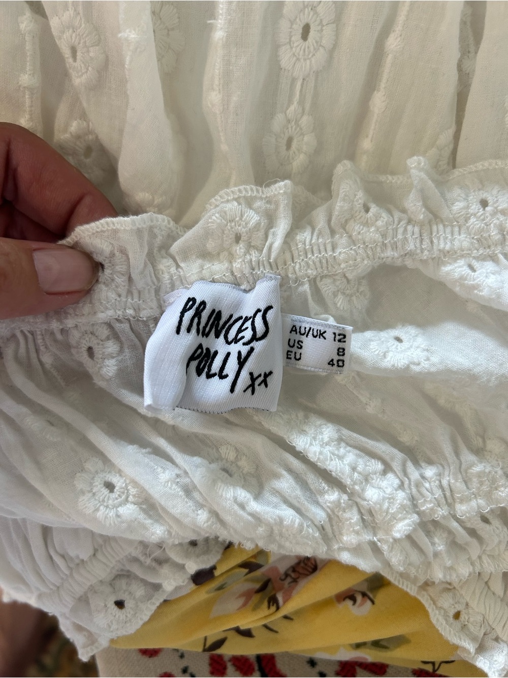 Princess Polly Carlita White Eyelet Babydoll cottage Lolita cotton Mini Dress 8 - Picture 6 of 9